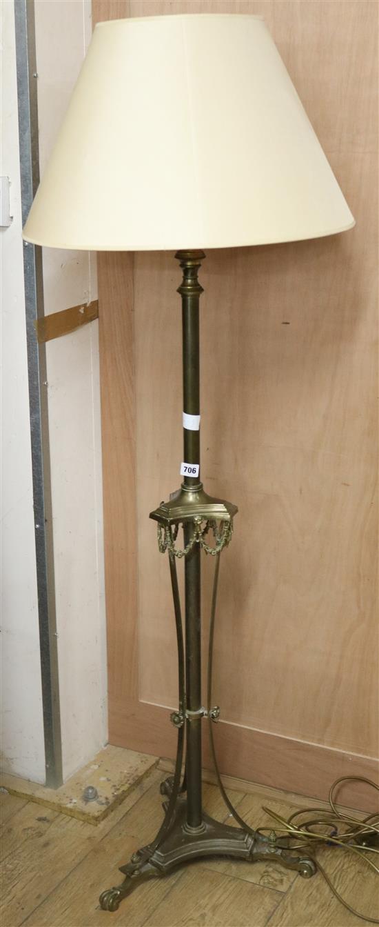An ornate brass lamp standard W.41cm